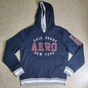 Aeropostale Navy Blue Vintage Hoodie Gray & White accents Pullover XL Mens NWT